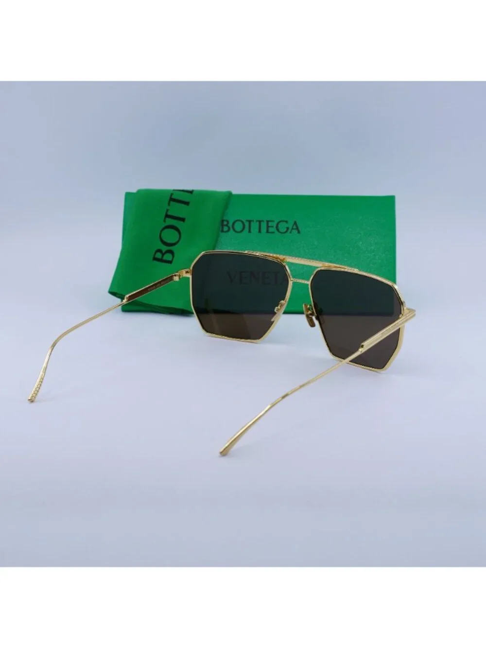 Bottega Veneta BV1012S 003 Aviator Sunglasses - Gold / Brown